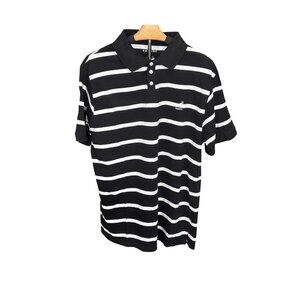 Kangol Black & White Striped Polo Shirt L
